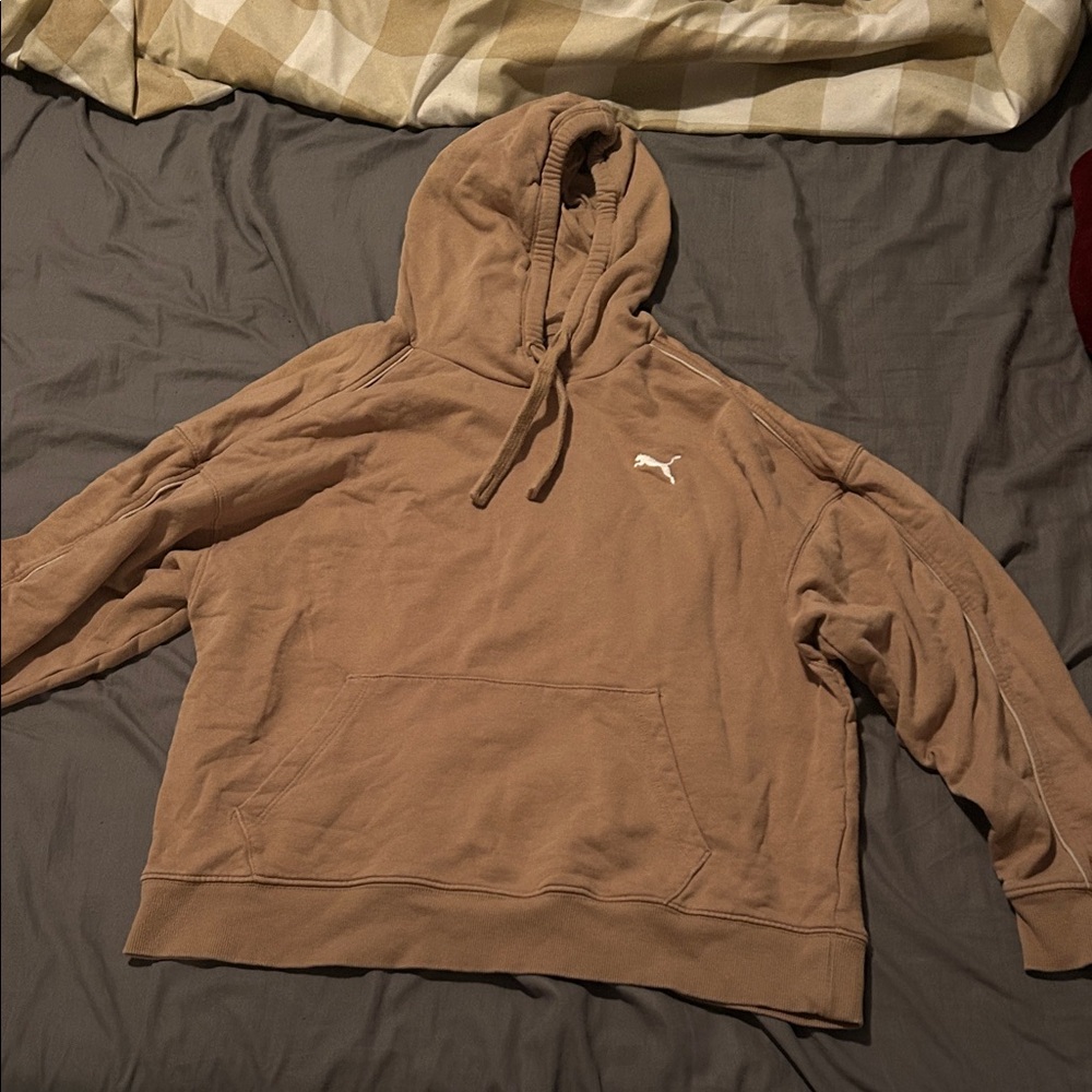 Puma Brown Pullover Hoodie with White Logo